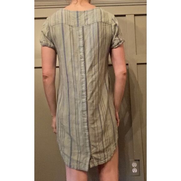 CLOTH & Stone Anthropologie Linen Blend Striped Shirt Dress Button Back Size XS - Picture 4 of 14